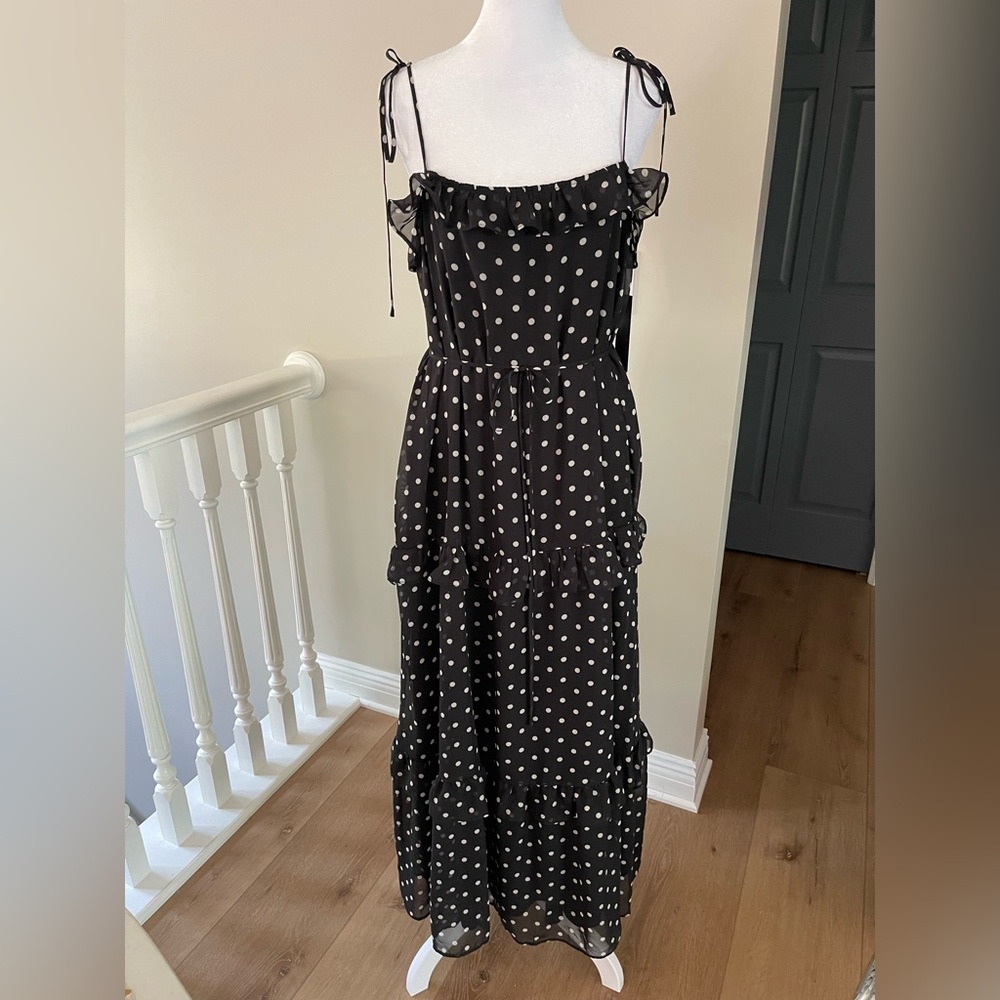 Julia Jordan Black and White Polka Dot Maxi Dress